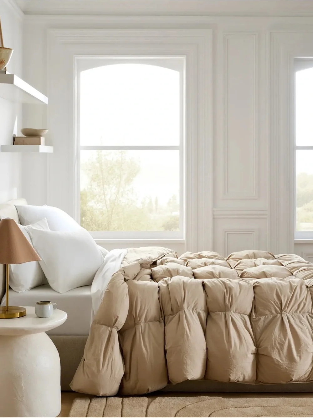 Quince Cotton Pintuck King Comforter - Toffee